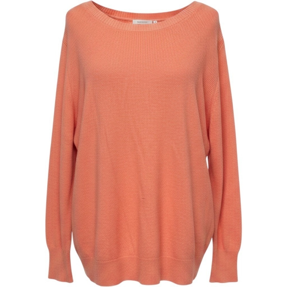 Natural Reflection coral-colored knit pullover sweater Boat Neck Long Sleeve XXL